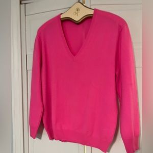 Hot Pink Jcrew Cashmere Vneck Sweater Size Large